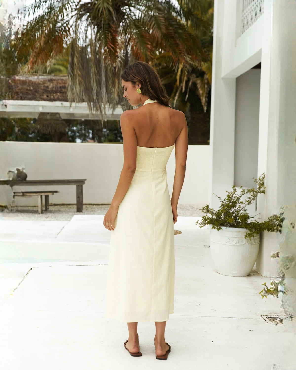 halter neck satin a-line maxi bridesmaid dress - image 2