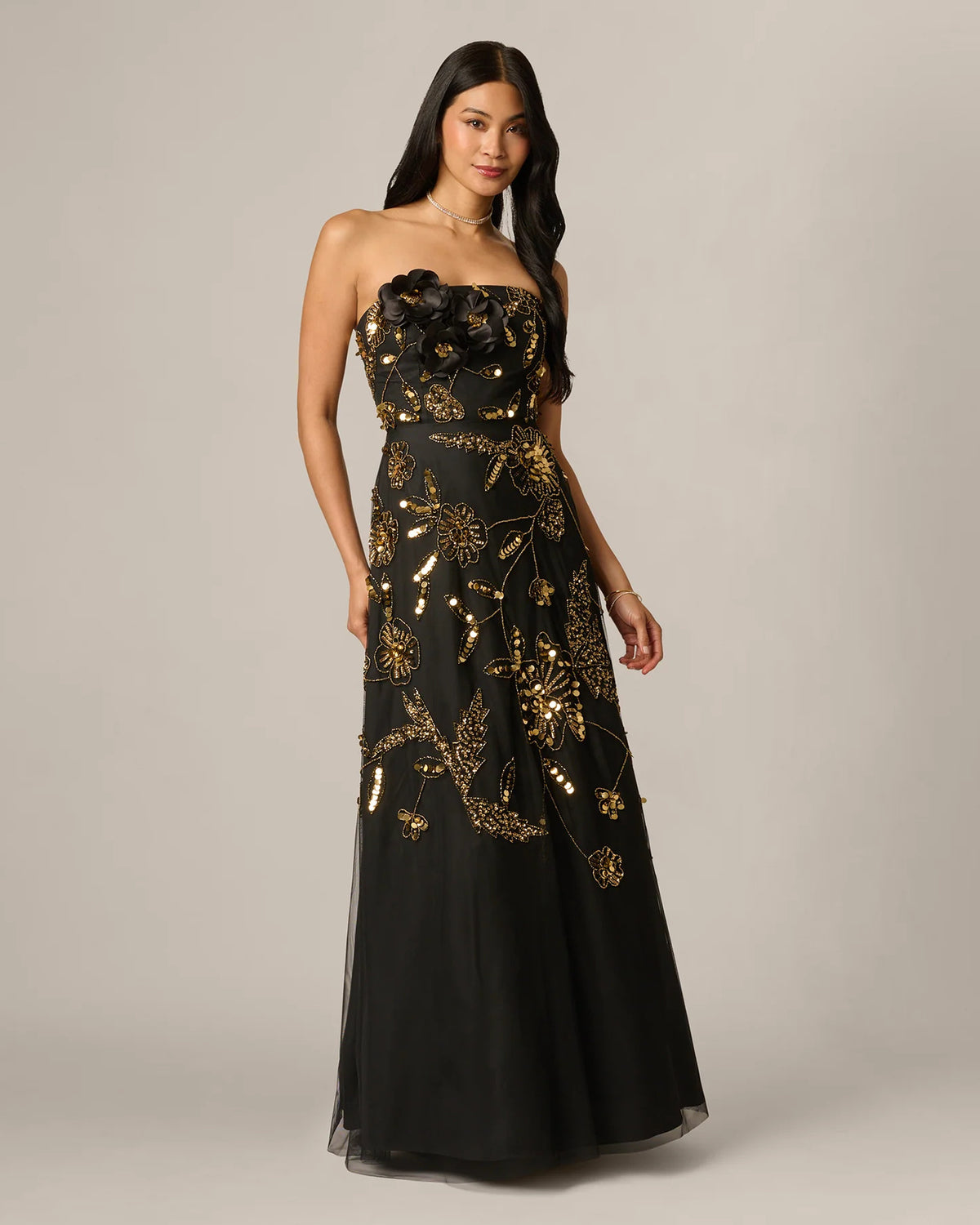 strapless a-line maxi mother of the bride dress - image 2