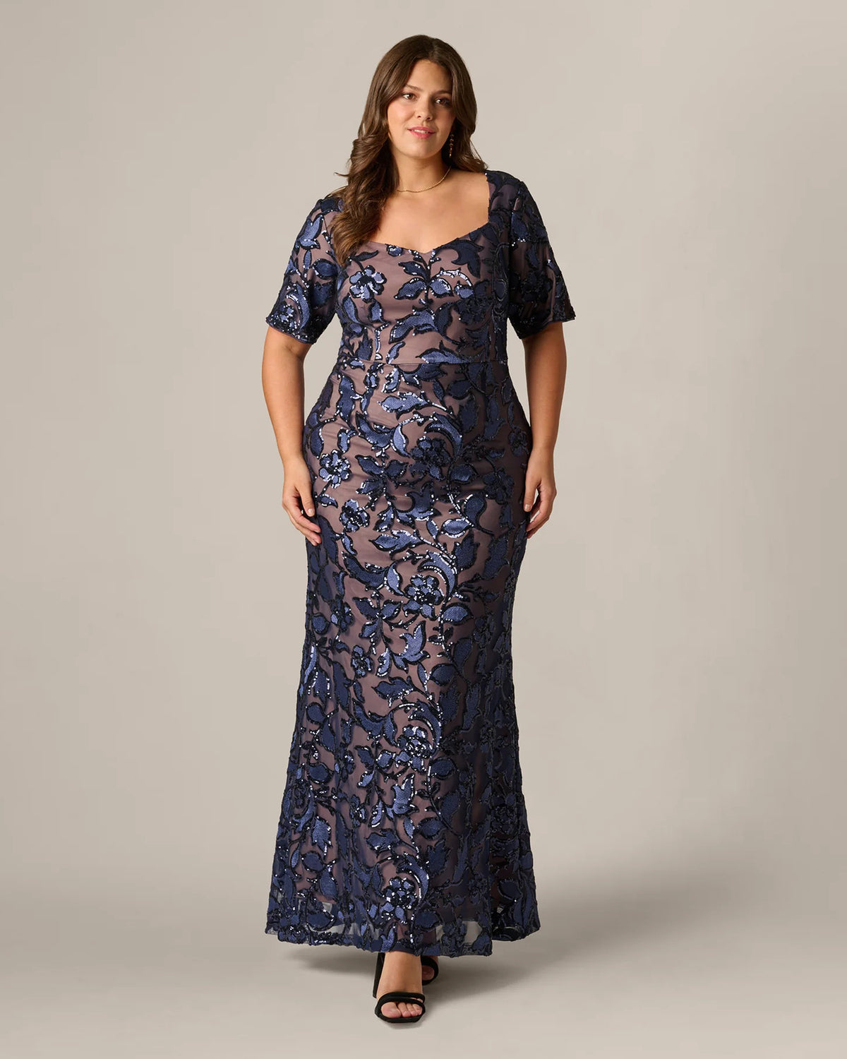 short-sleeve a-line maxi mother of the bride dress - image 2