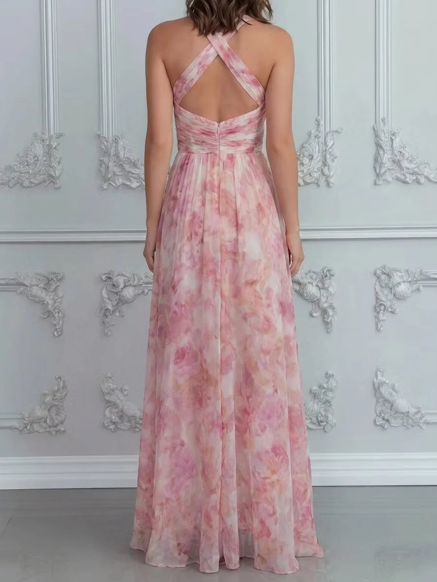 Dusty Pink floor-length bridesmaid dress, alternate view showing the bodice and skirt