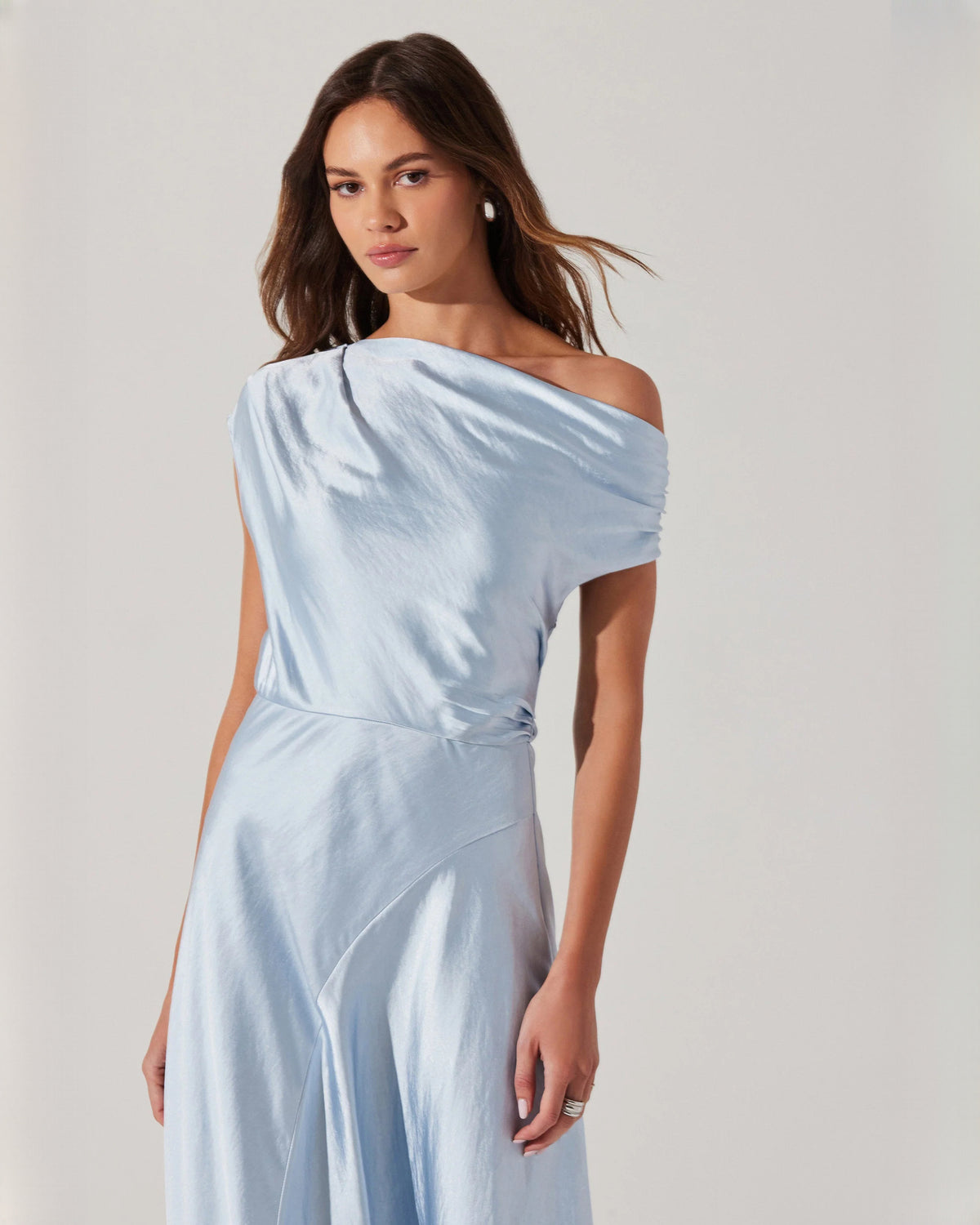 sleeveless satin a-line midi bridesmaid dress - image 2