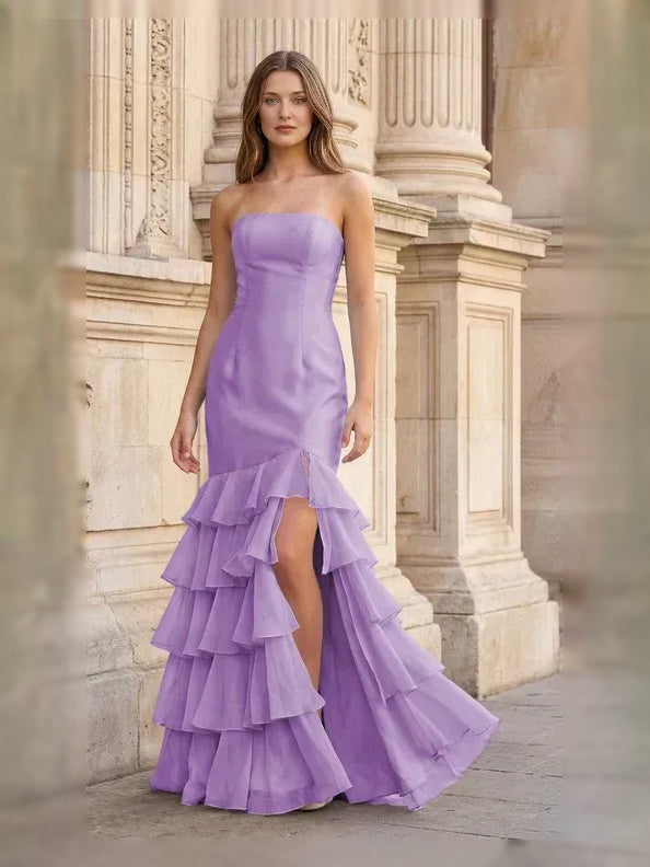 Lavender floor-length prom dress, alternate view showing the bodice and skirt