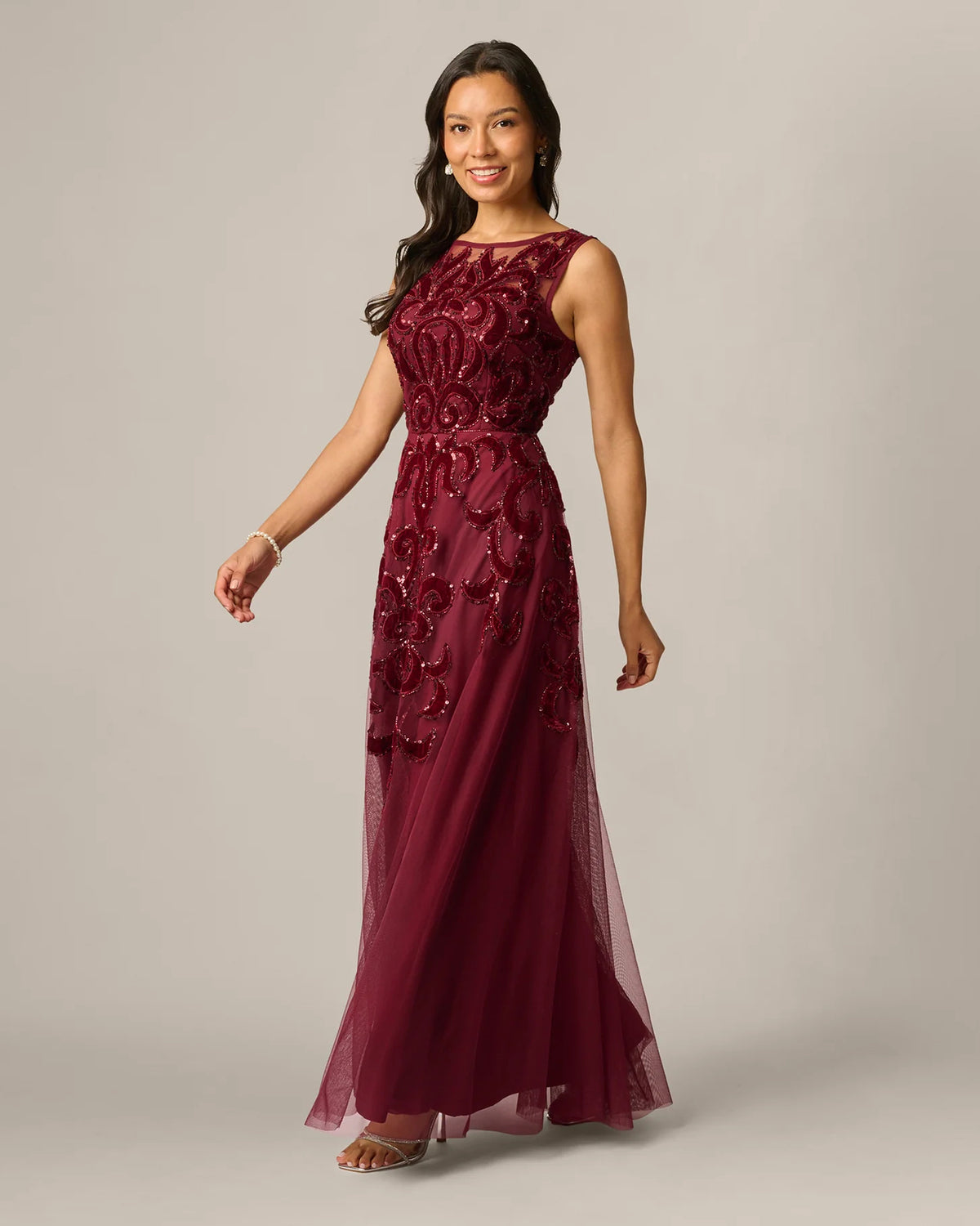spaghetti strap a-line maxi mother of the bride dress - image 2