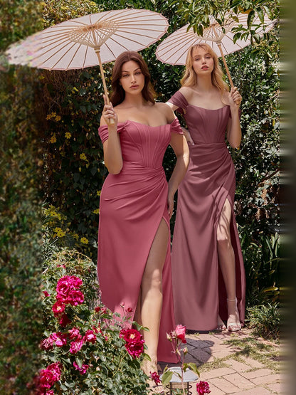 Lips floor-length formal dress with skirt slit, alternate view