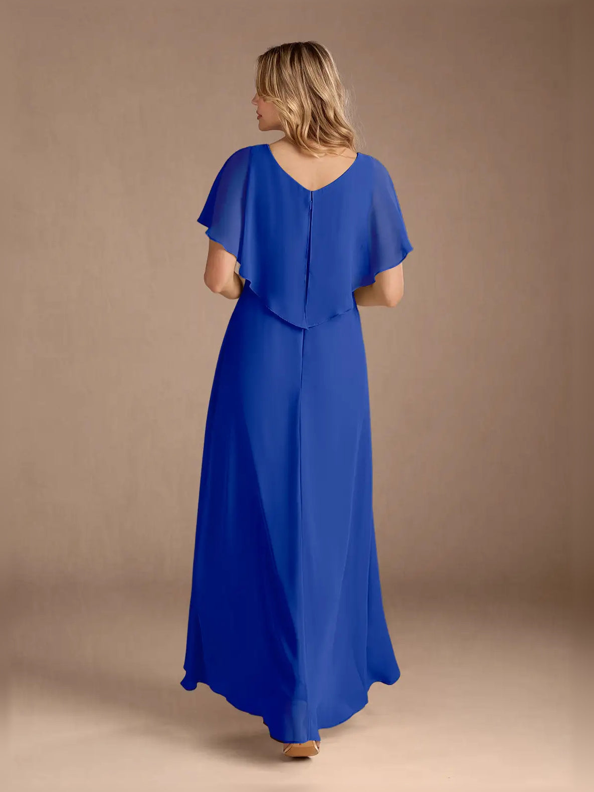 Royal Blue high-low mother of the bride dress, alternate view showing the bodice and skirt