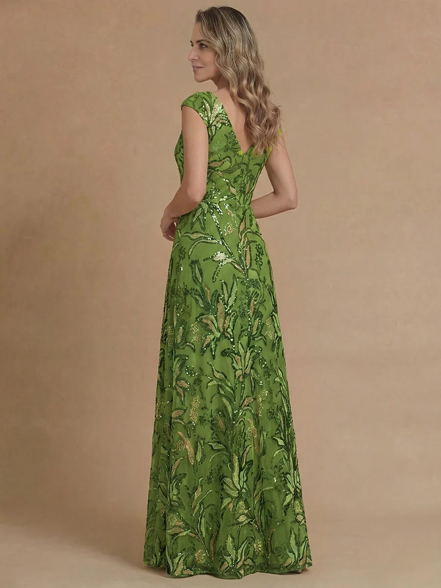 Clover maxi mother of the bride dress, alternate view showing the bodice and skirt