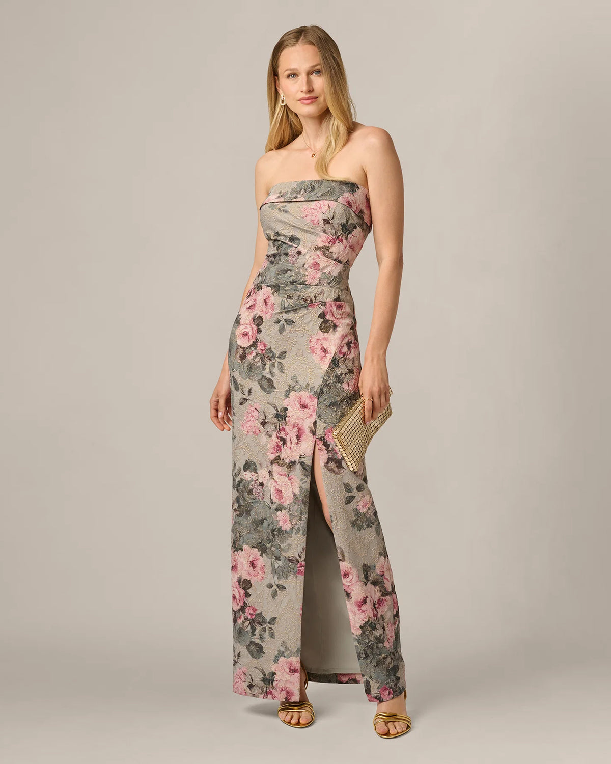 strapless sheath maxi mother of the bride dress - image 2