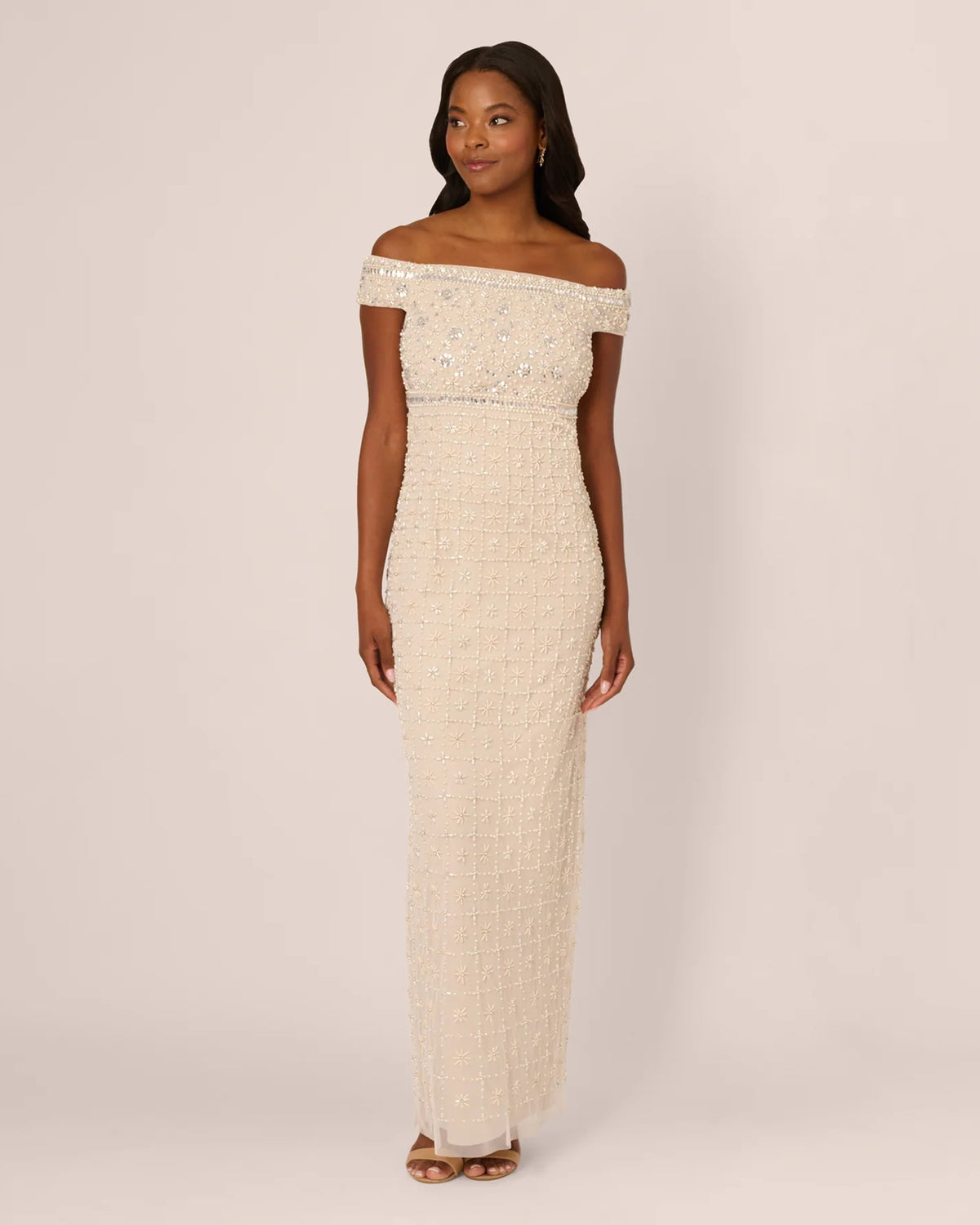 off-shoulder sheath maxi mother of the bride dress - image 2