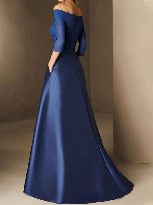 Burgundy floor-length mother of the bride dress, alternate view showing the bodice and skirt