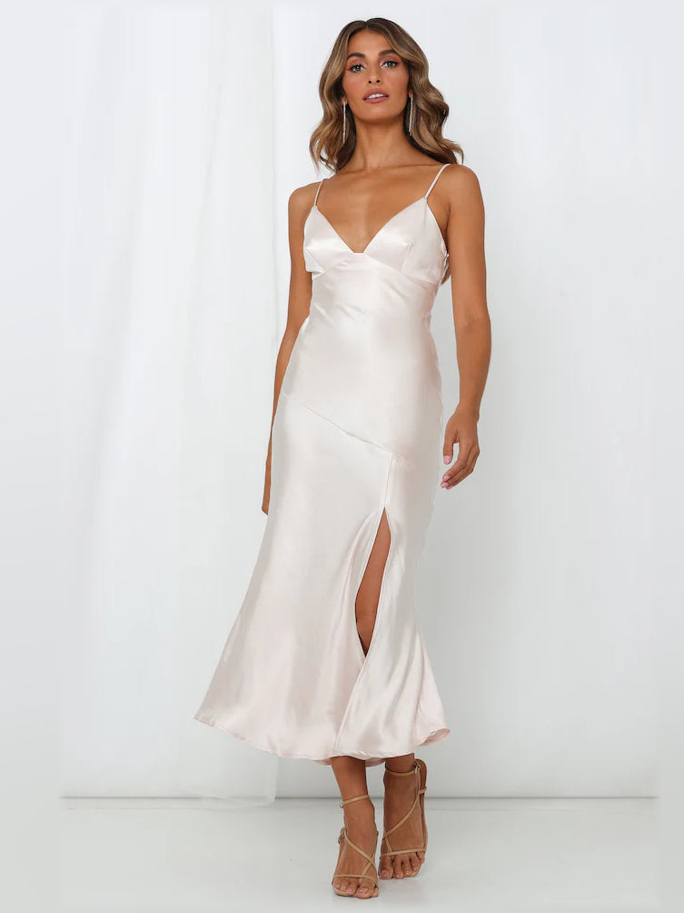 Champagne midi formal dress, alternate view