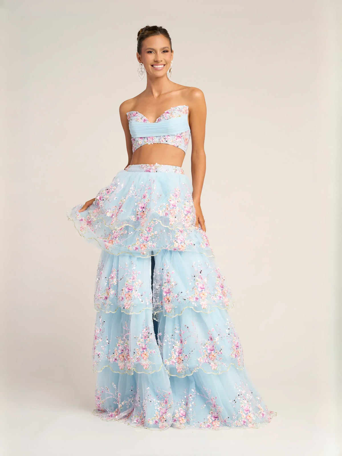 Light Blue floor-length prom dress, alternate view showing the bodice and skirt