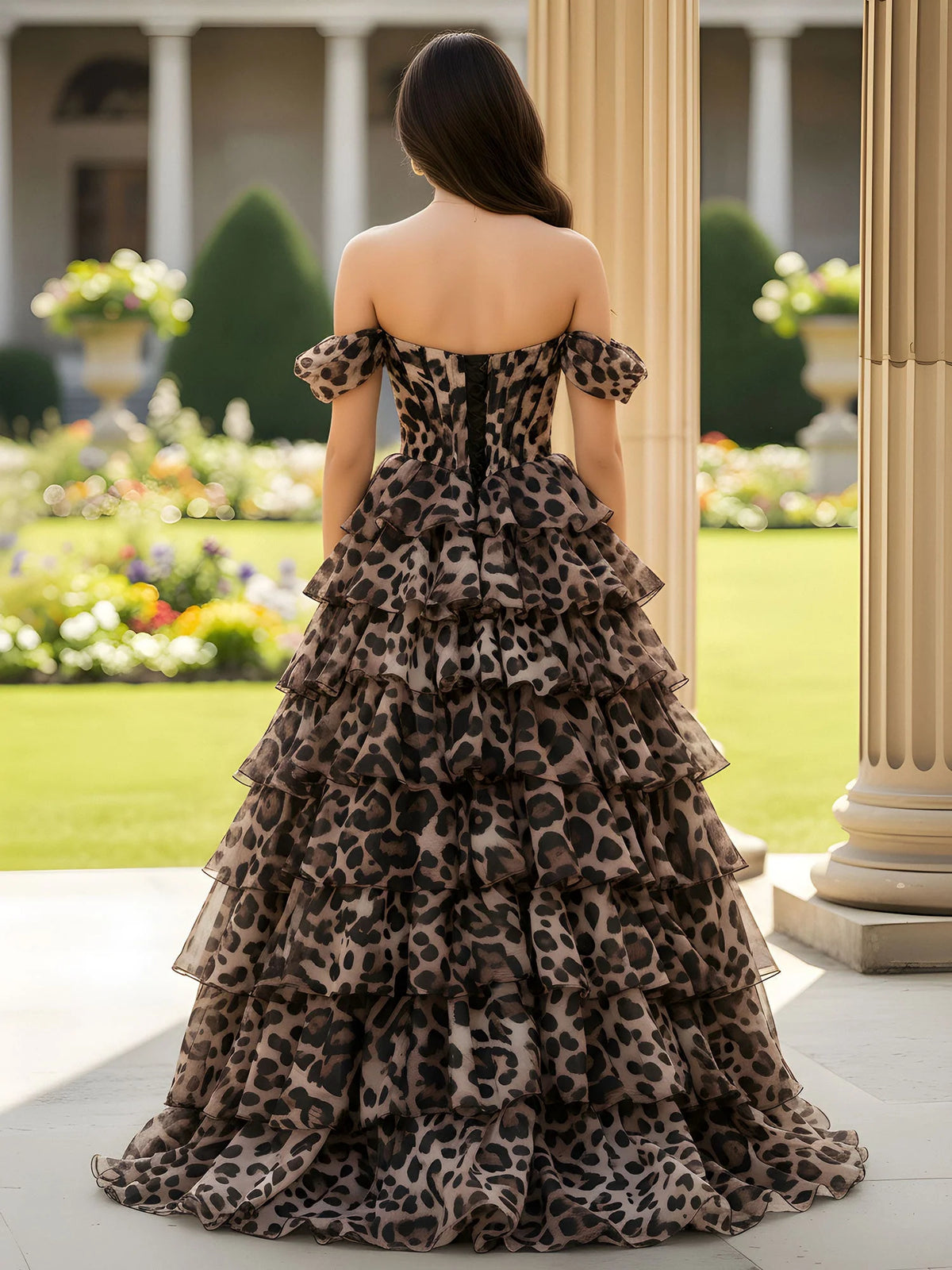 As Picture maxi prom dress, alternate view showing the bodice and skirt