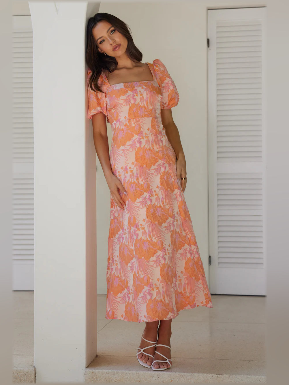 Pink midi formal dress, alternate view