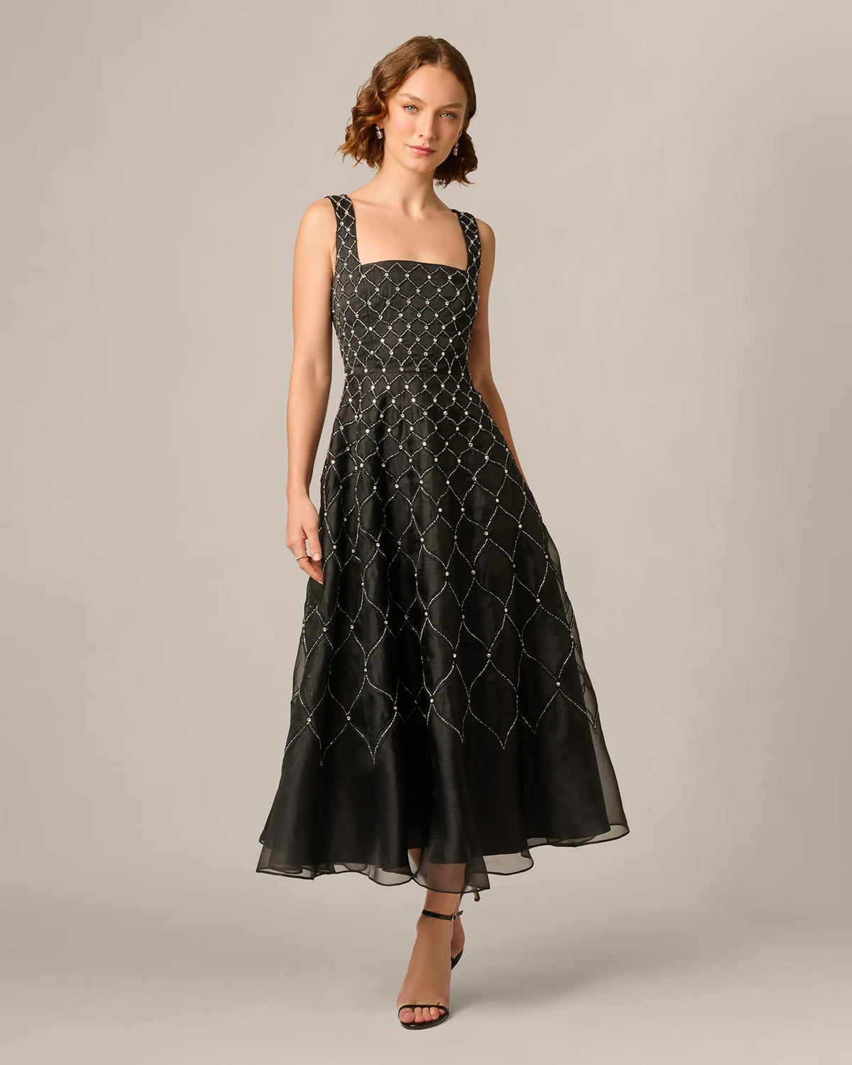 square neck a-line maxi mother of the bride dress - image 2