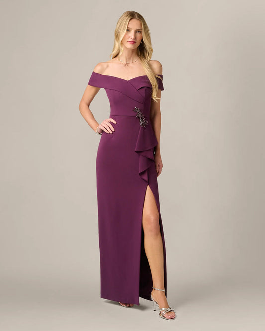 off-shoulder a-line maxi mother of the bride dress - image 2