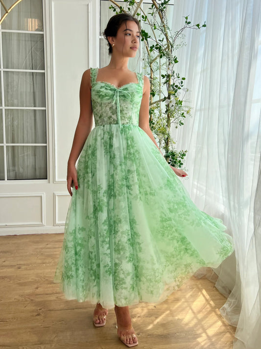 As Picture tea-length homecoming dress, back view showing the rear of the dress