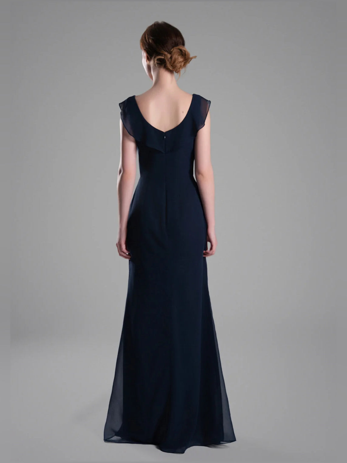 Dark Navy floor-length bridesmaid dress, alternate view showing the bodice and skirt