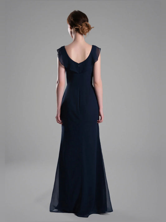 Dark Navy floor-length bridesmaid dress, alternate view showing the bodice and skirt