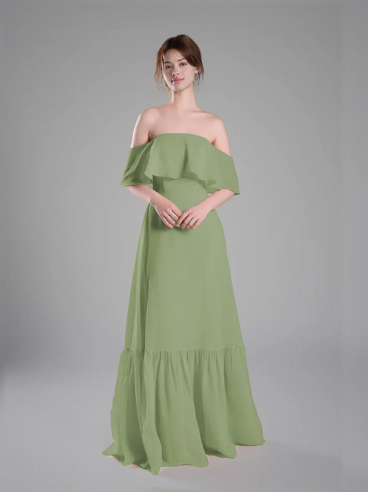 Dusty Sage floor-length bridesmaid dress, alternate view showing the bodice and skirt