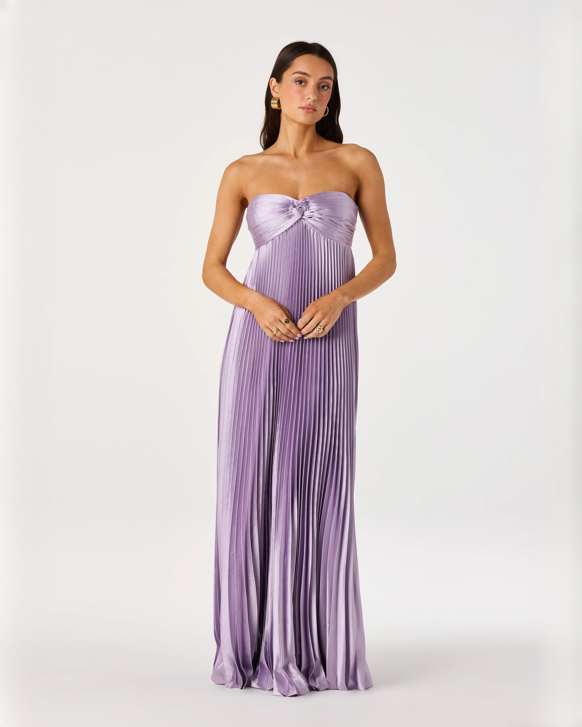strapless chiffon a-line maxi bridesmaid dress - image 2
