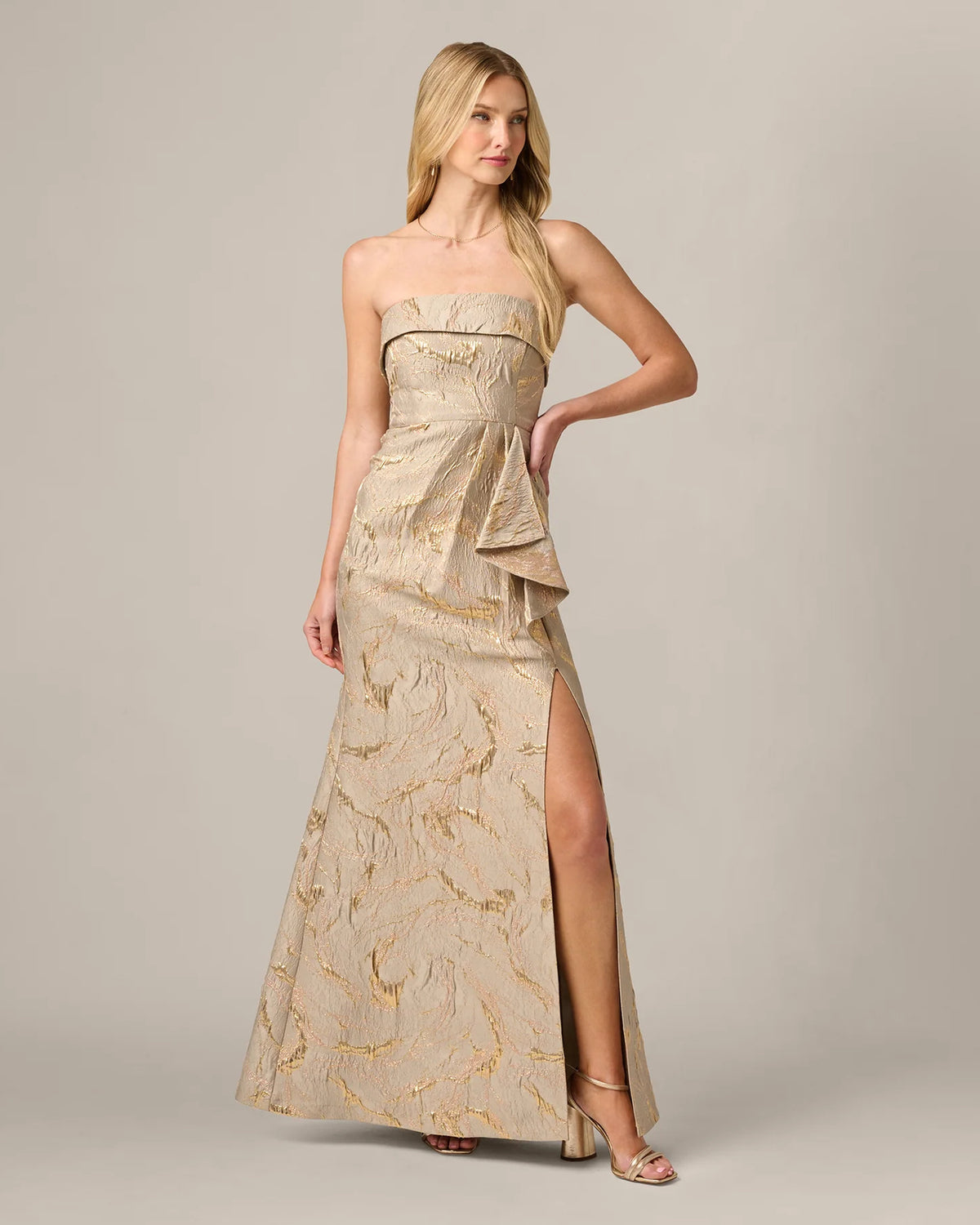 strapless a-line maxi mother of the bride dress - image 2