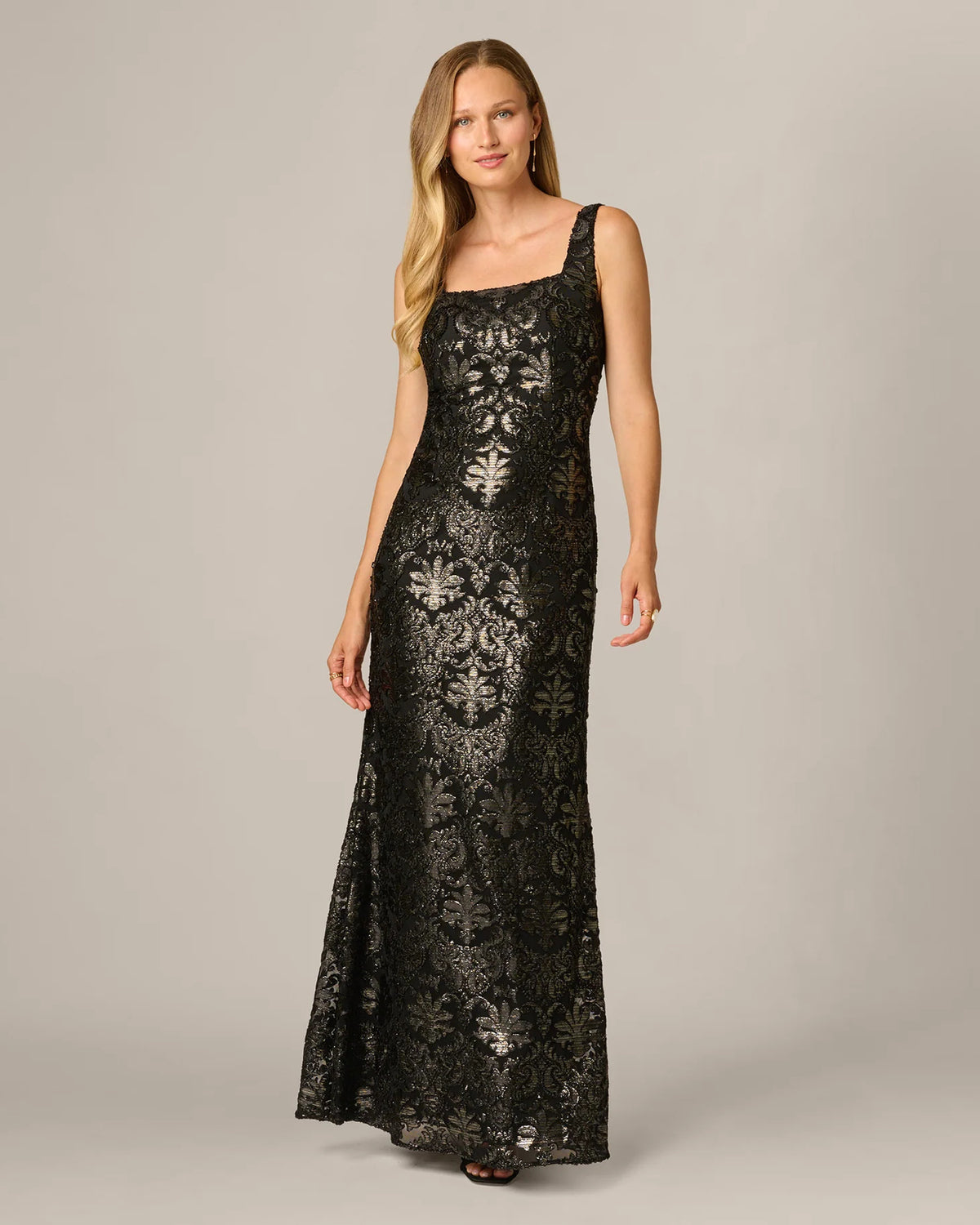 spaghetti strap a-line maxi mother of the bride dress - image 2