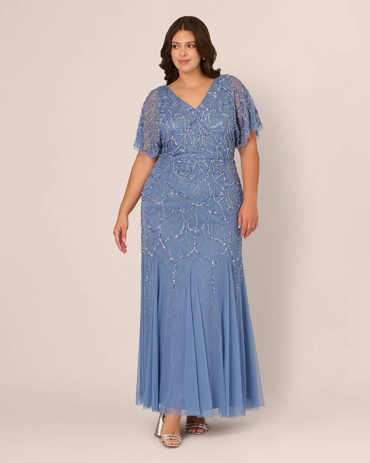 flutter-sleeve a-line maxi mother of the bride dress - image 2