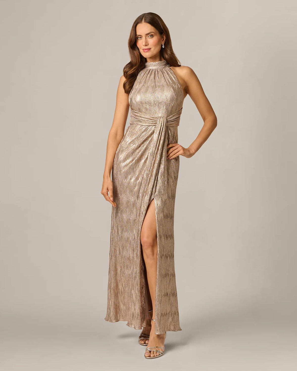 halter neck a-line maxi mother of the bride dress - image 2