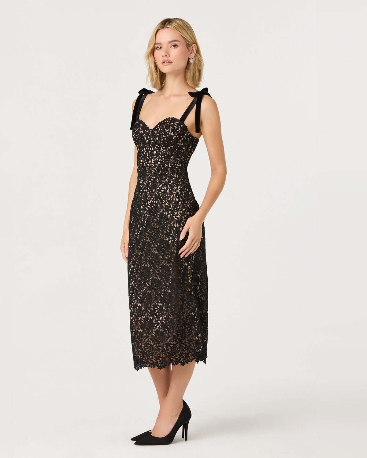 spaghetti strap a-line midi formal dress - image 2