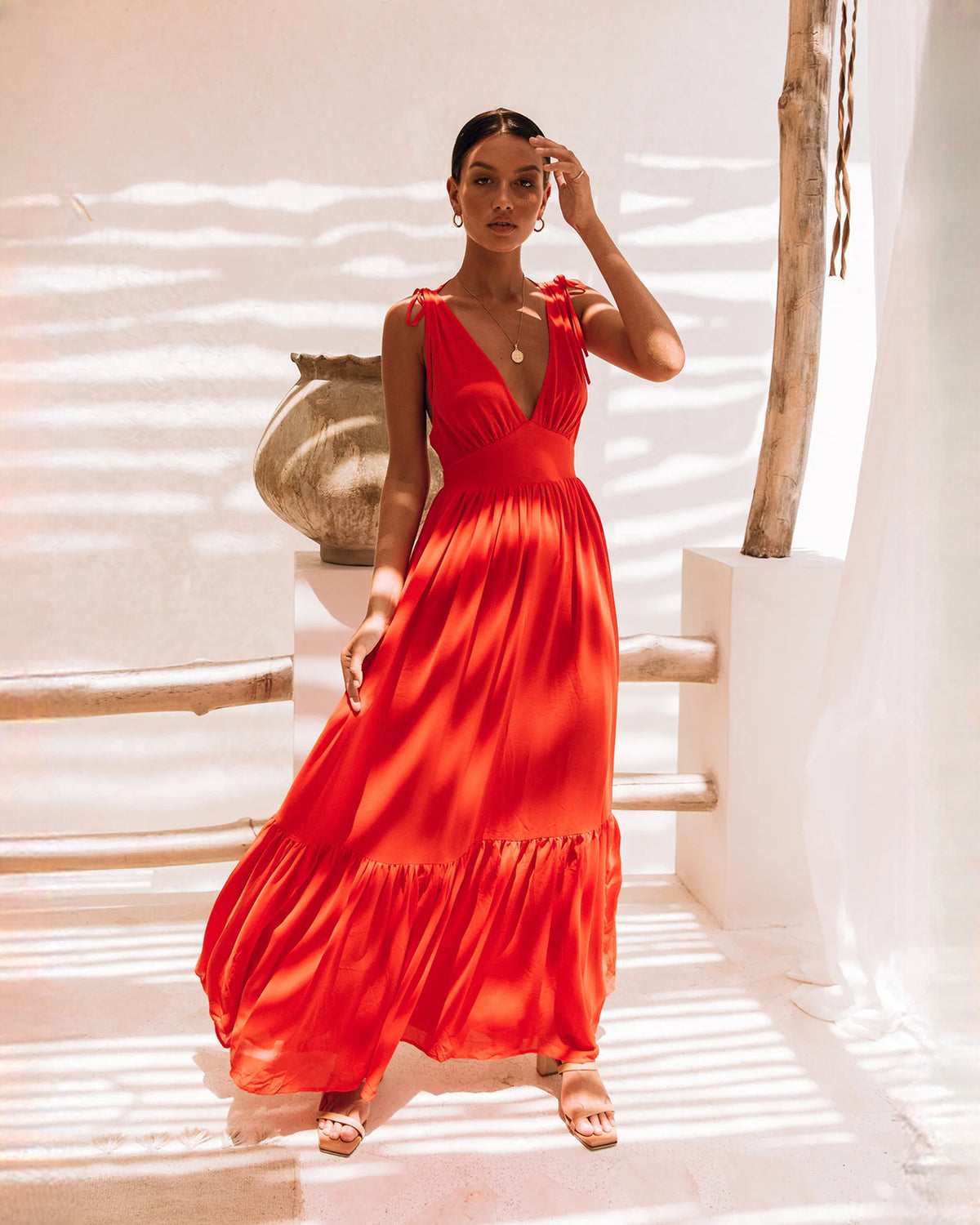 sleeveless chiffon a-line maxi bridesmaid dress - image 2