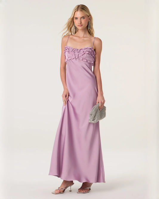 sleeveless satin a-line maxi bridesmaid dress - image 2