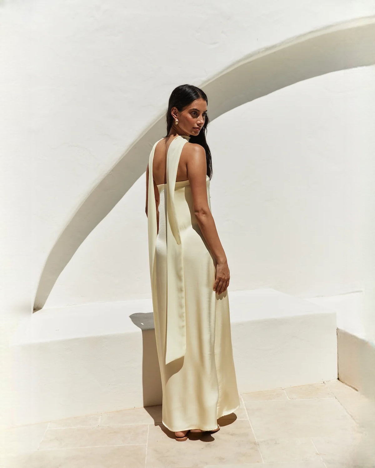 strapless satin a-line maxi bridesmaid dress - image 2