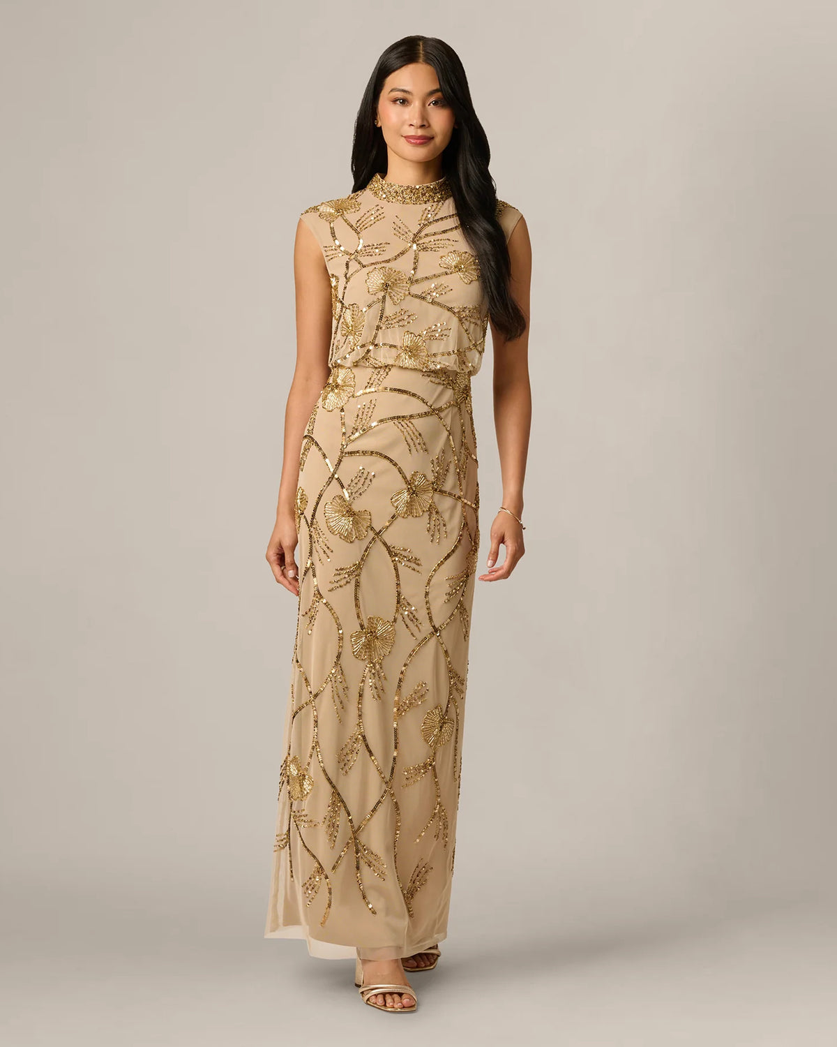 spaghetti strap a-line maxi mother of the bride dress - image 2