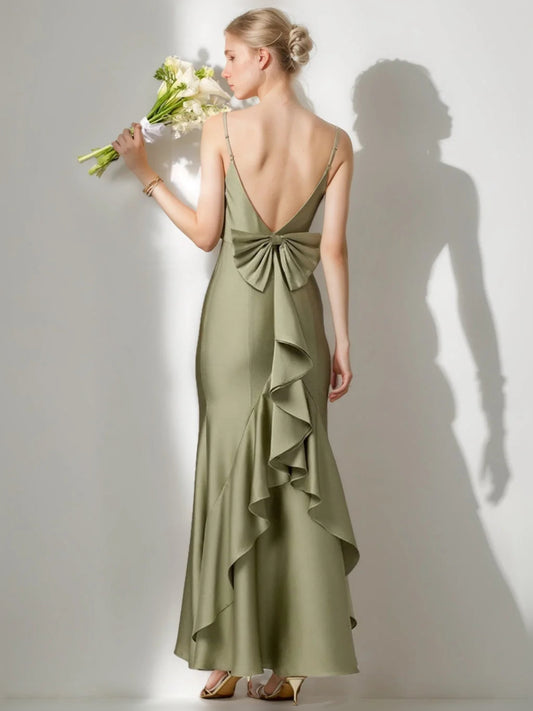 Dusty Sage floor-length bridesmaid dress, alternate view showing the bodice and skirt