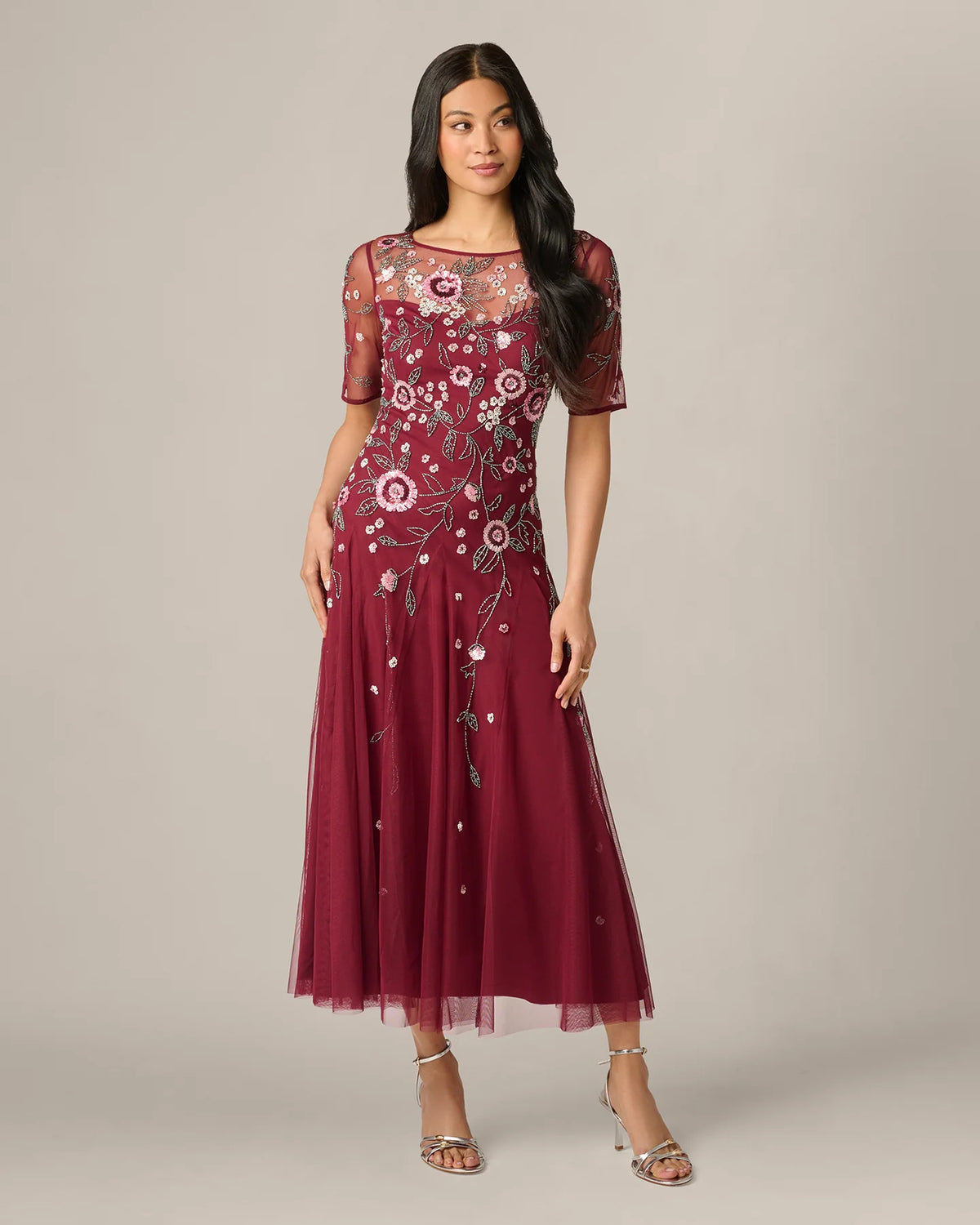 short-sleeve a-line maxi mother of the bride dress - image 2