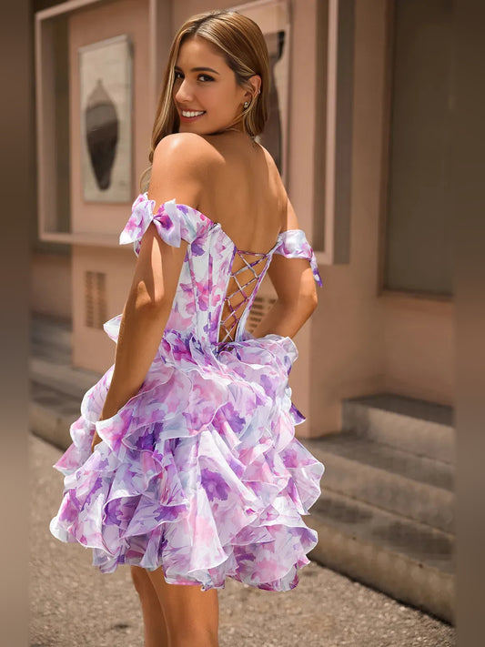 As Picture mini homecoming dress, back view showing the rear of the dress