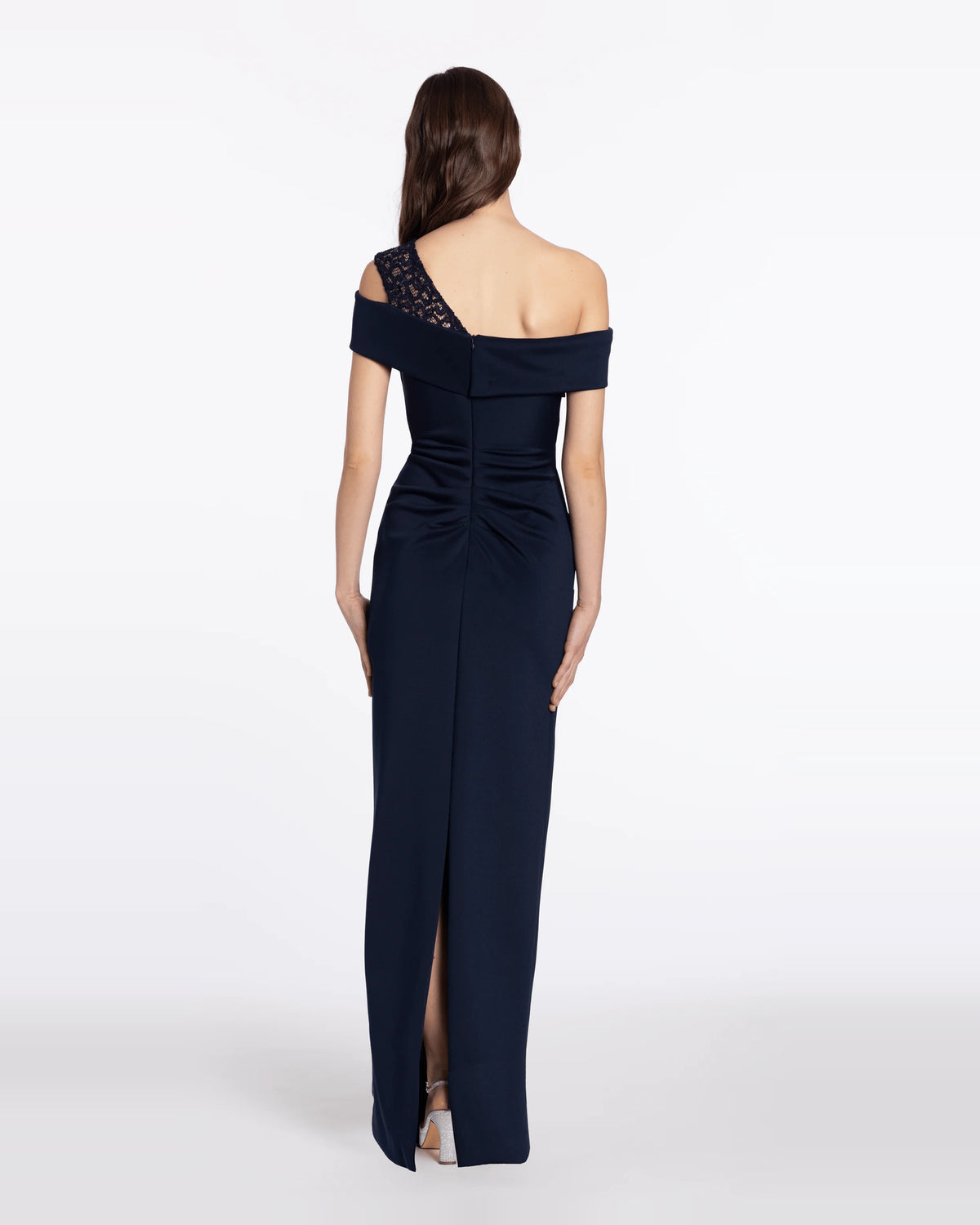 one shoulder column maxi prom dress - image 2