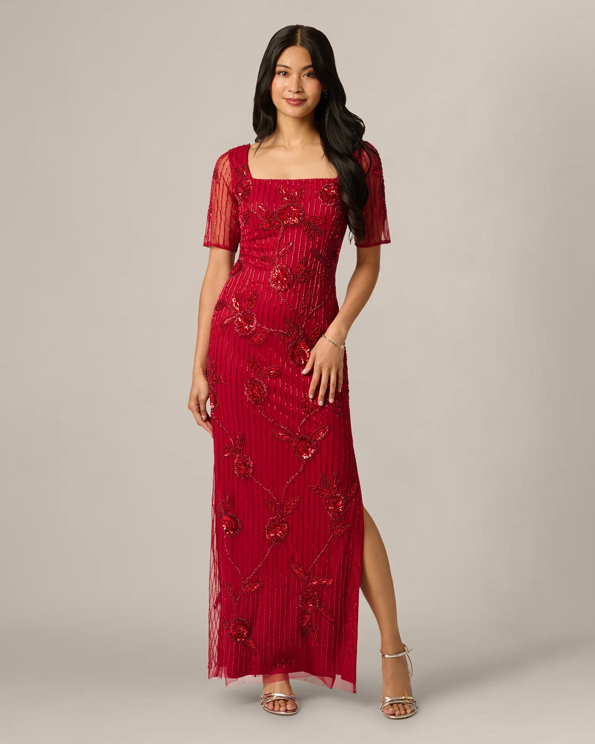 spaghetti strap sheath maxi mother of the bride dress - image 2