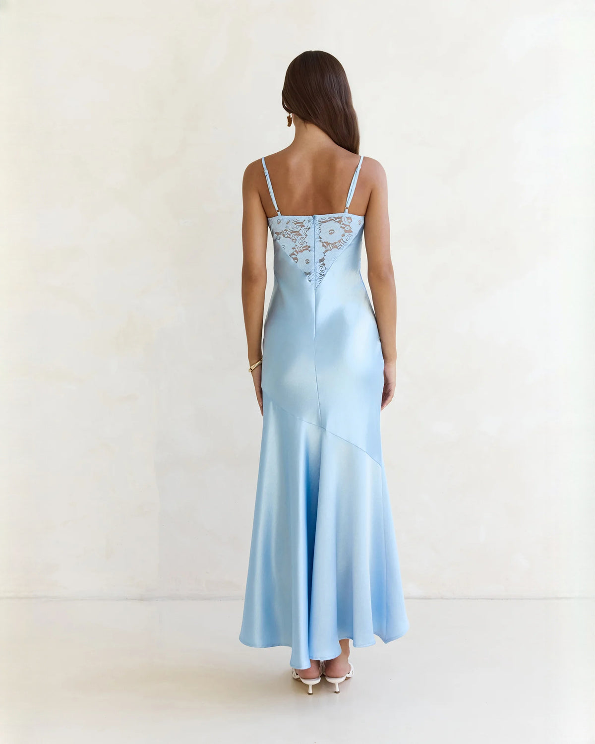 sleeveless mesh a-line maxi bridesmaid dress - image 2