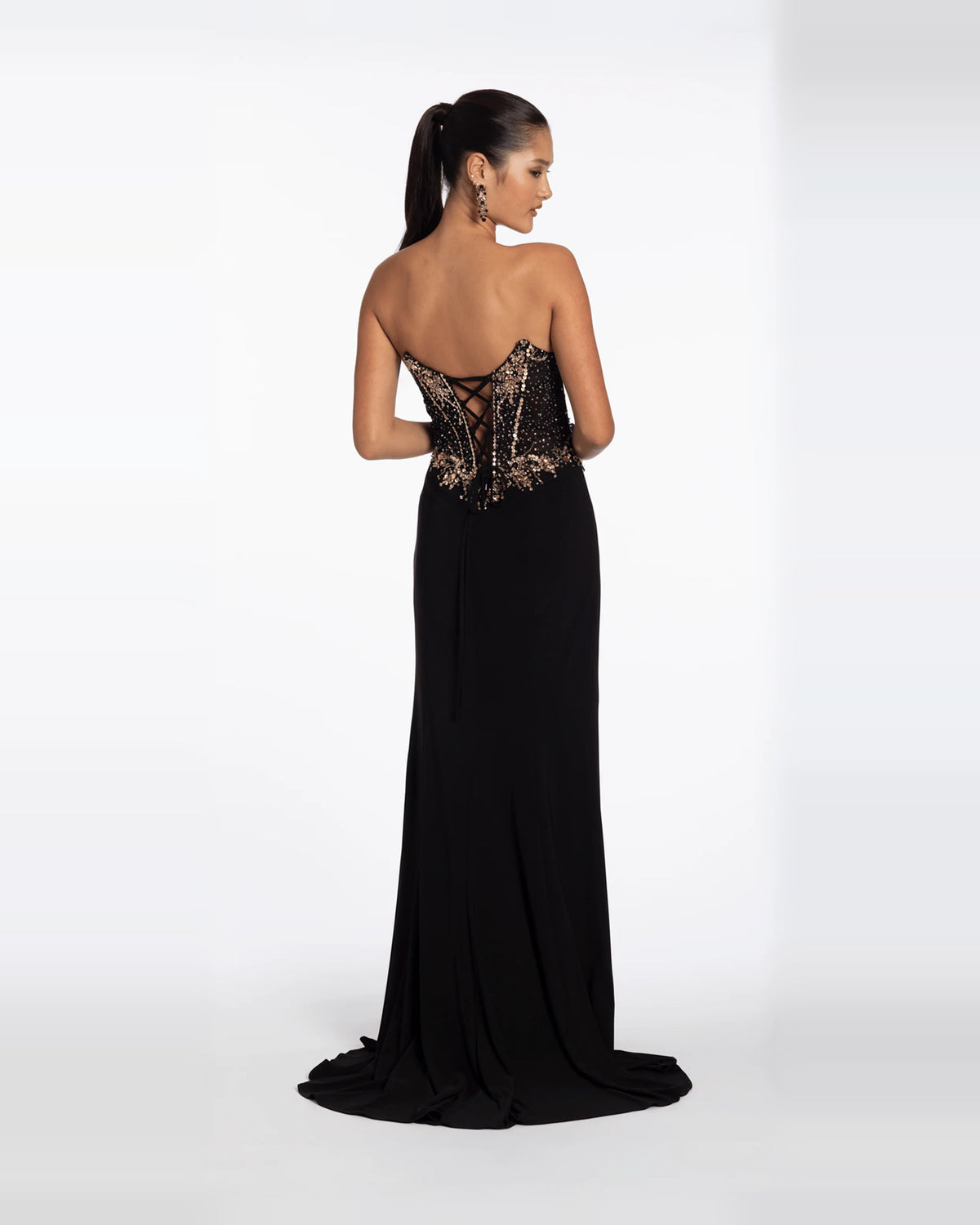 strapless column maxi prom dress - image 2