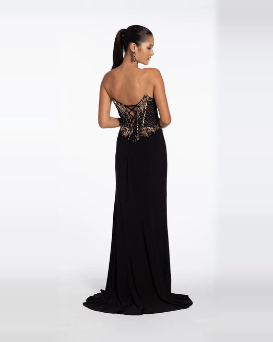 strapless column maxi prom dress - image 2