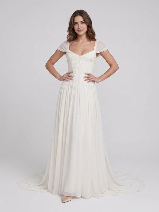 Ivory short wedding dress, alternate view showing the bodice and skirt