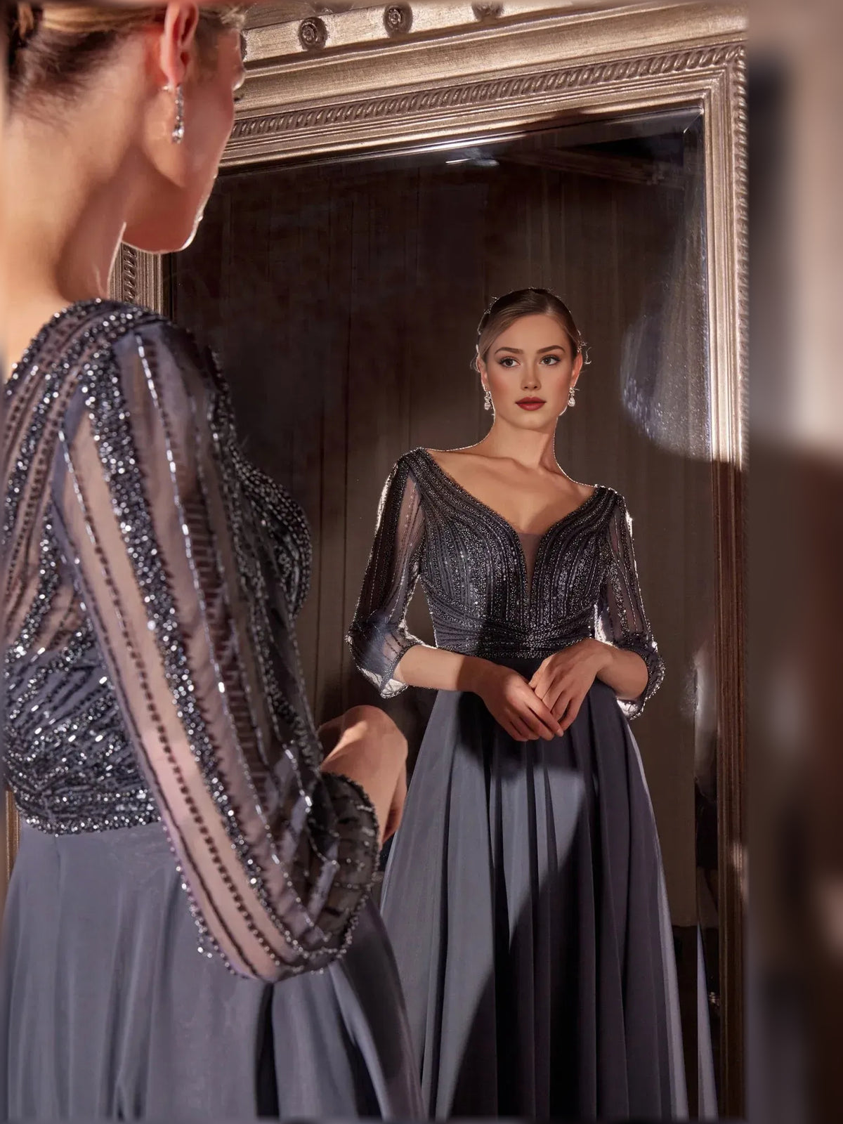Wisteria a-line floor-length formal dress with beading, alternate view