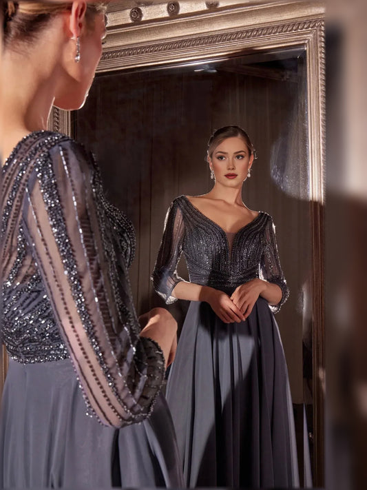 Wisteria a-line floor-length formal dress with beading, alternate view