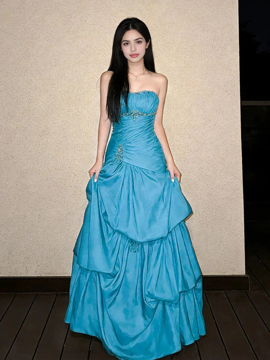 Caribbean maxi prom dress, alternate view showing the bodice and skirt