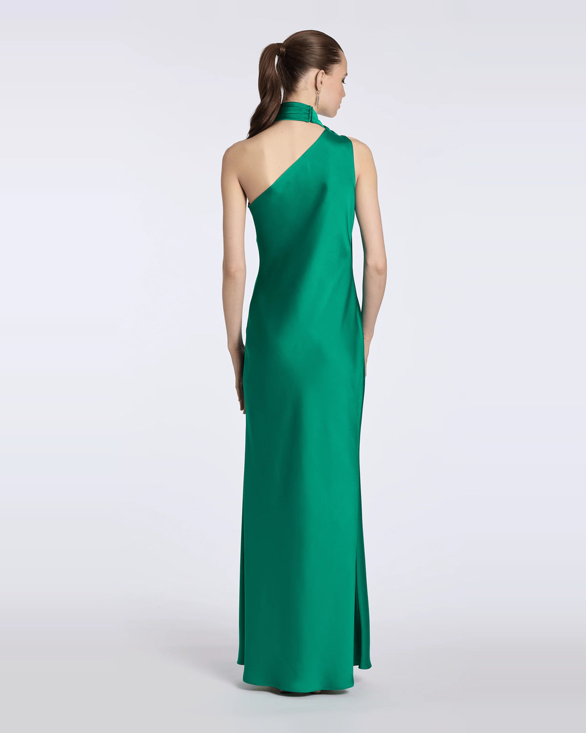 asymmetrical neck column maxi prom dress - image 2