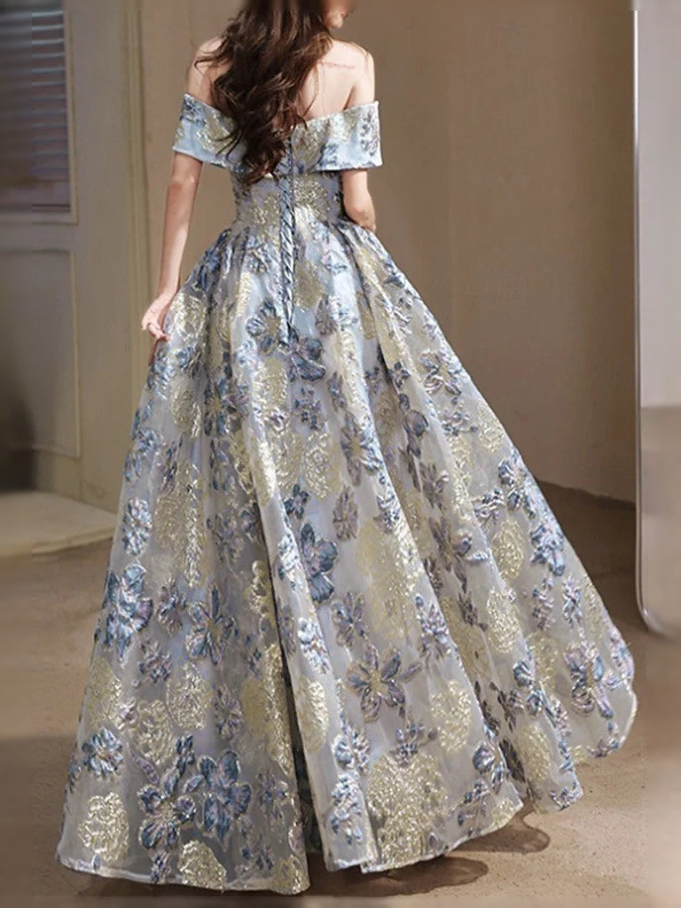 Powder Blue floor-length prom dress, alternate view showing the bodice and skirt
