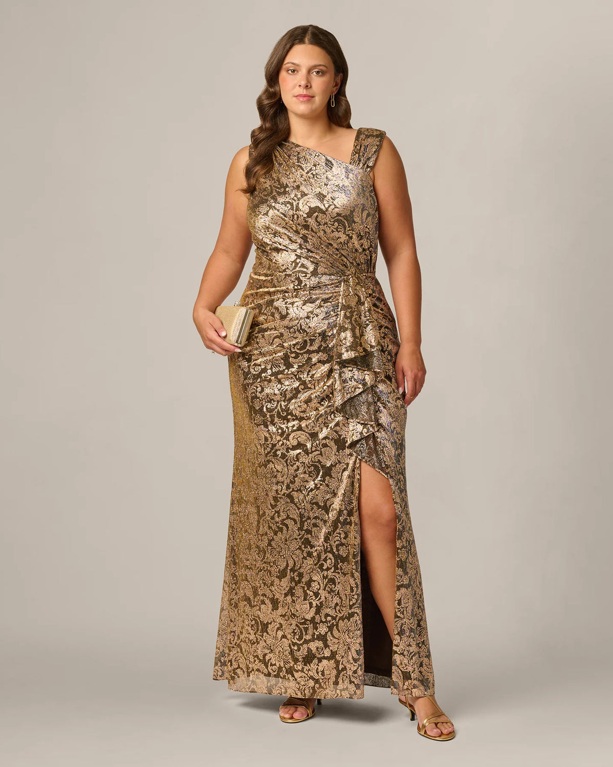 spaghetti strap a-line maxi mother of the bride dress - image 2