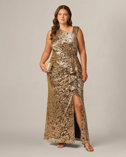 spaghetti strap a-line maxi mother of the bride dress - image 2