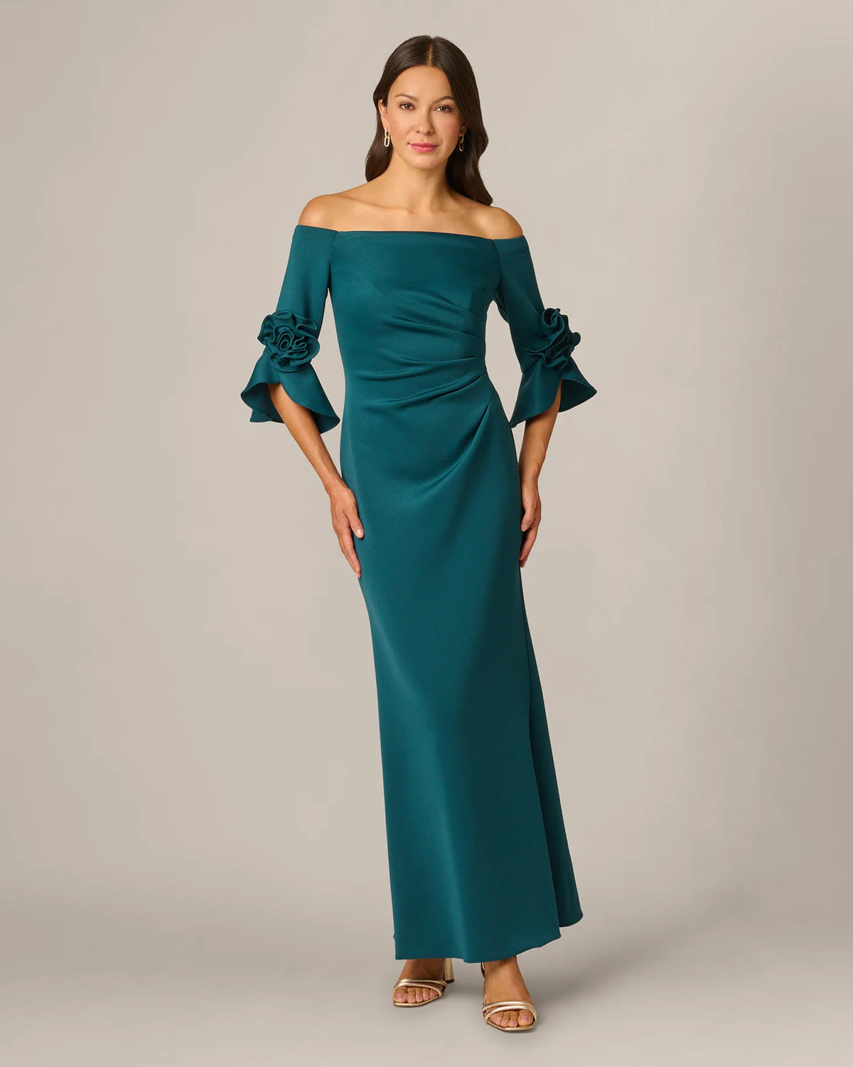 off-shoulder a-line maxi mother of the bride dress - image 2